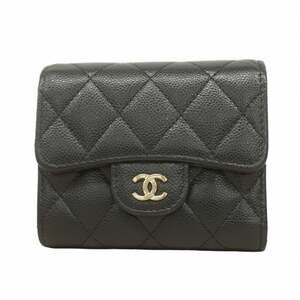 CHANEL Authentic Black Caviar Leather Wallet